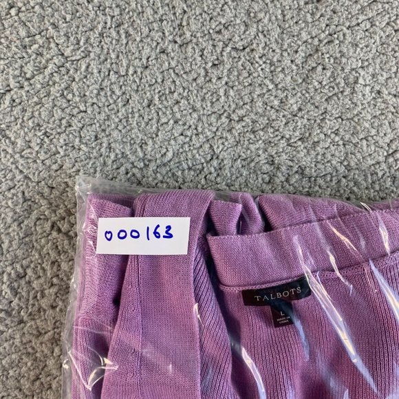 Talbots Open Cardigan Crop Sweater Womens Large Modal Ruffle Sleeve Purple NEW - Picture 12 of 12